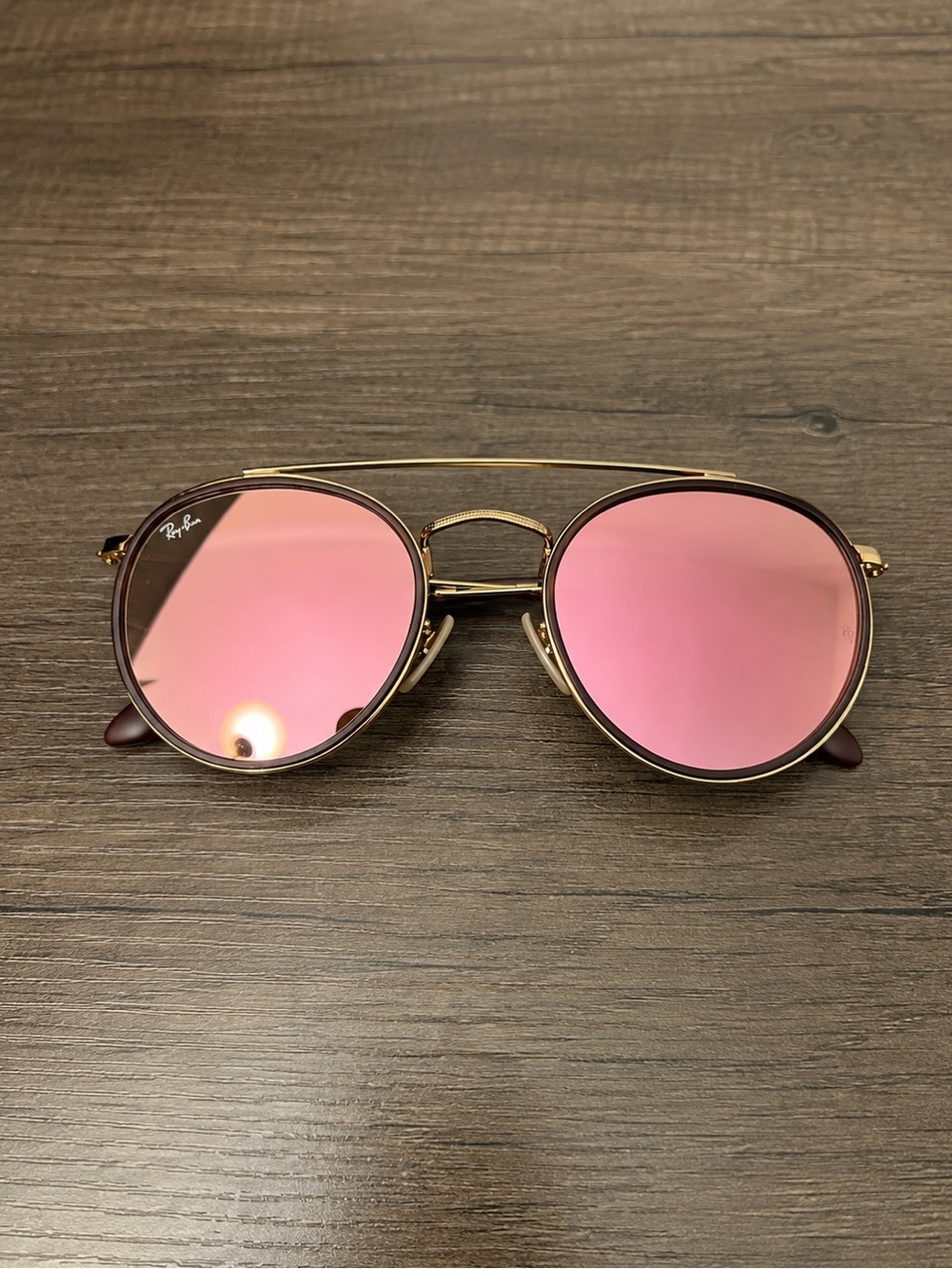 NEW Ray-Ban RB3647N 001/7O 51-22 Round Double Bridge Sunglasses - Gold